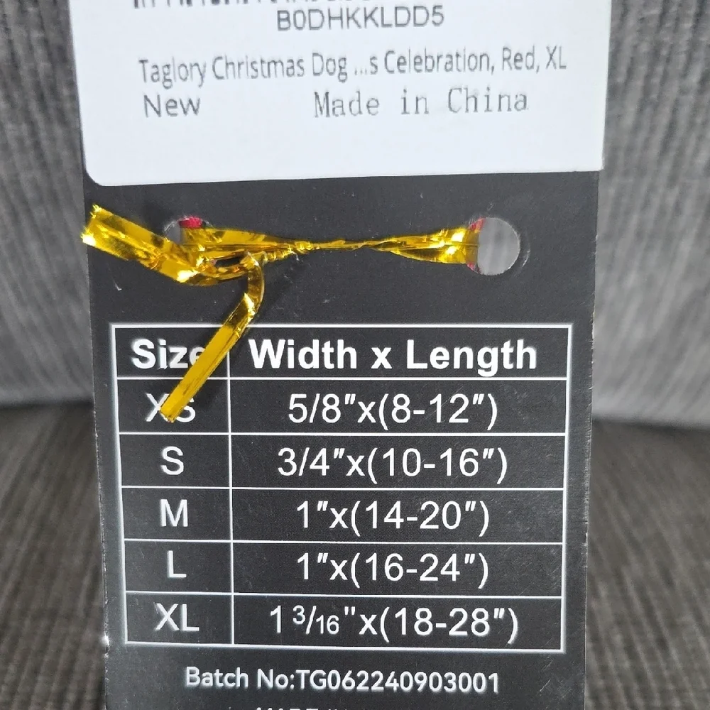 Red Christmas Dog Collar, XL, (18-28‎ Inches), New